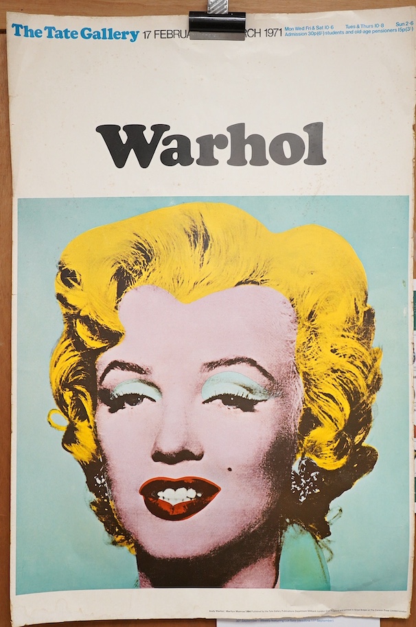 A 1971 Tate gallery Warhol Exhibition advertising poster, 51cm wide, 76cm high. Condition - fair